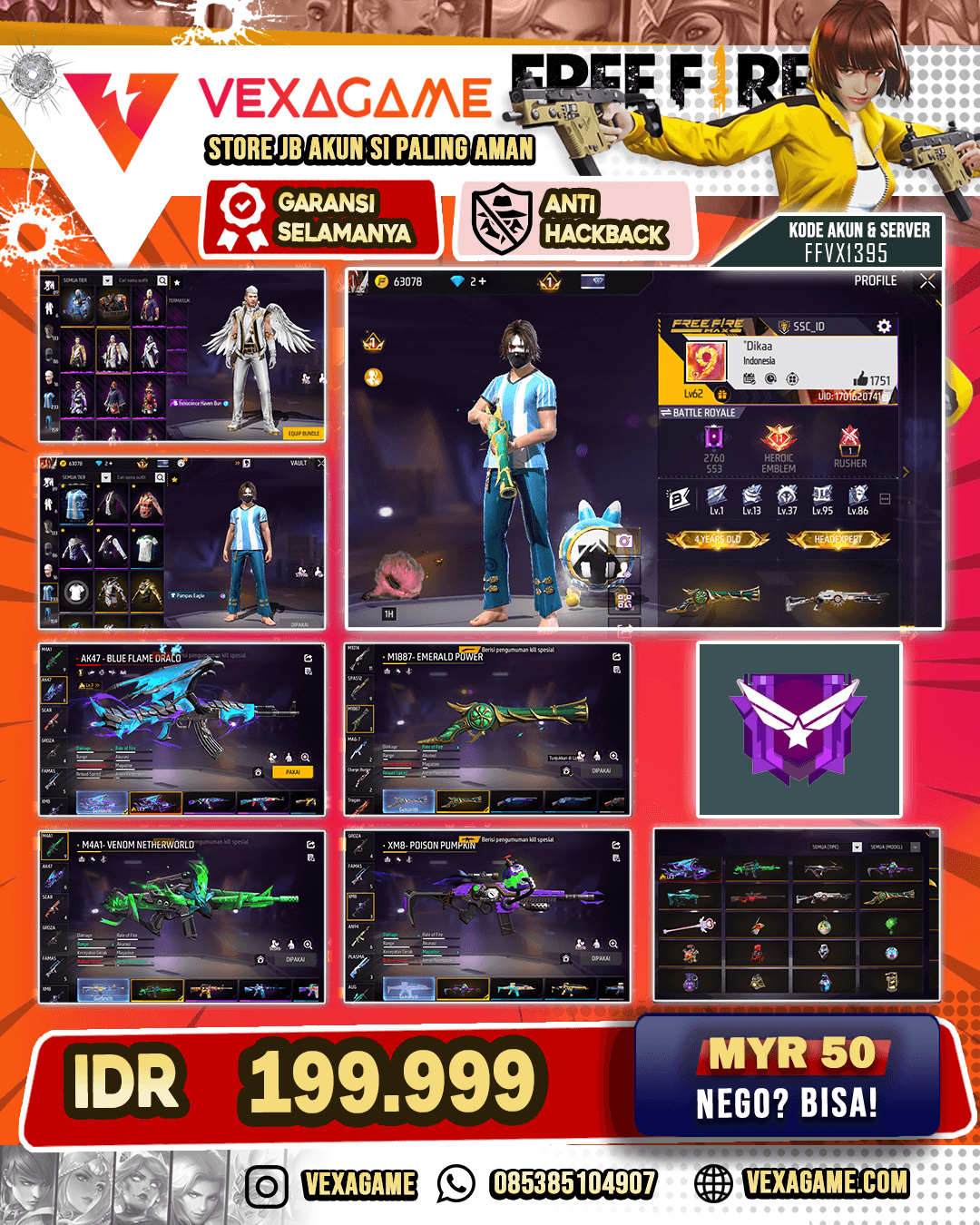 1 EVO AK47 LVL-3 | SG TEROMPET | XM8 POISON PUMKIN | VAULT 200++