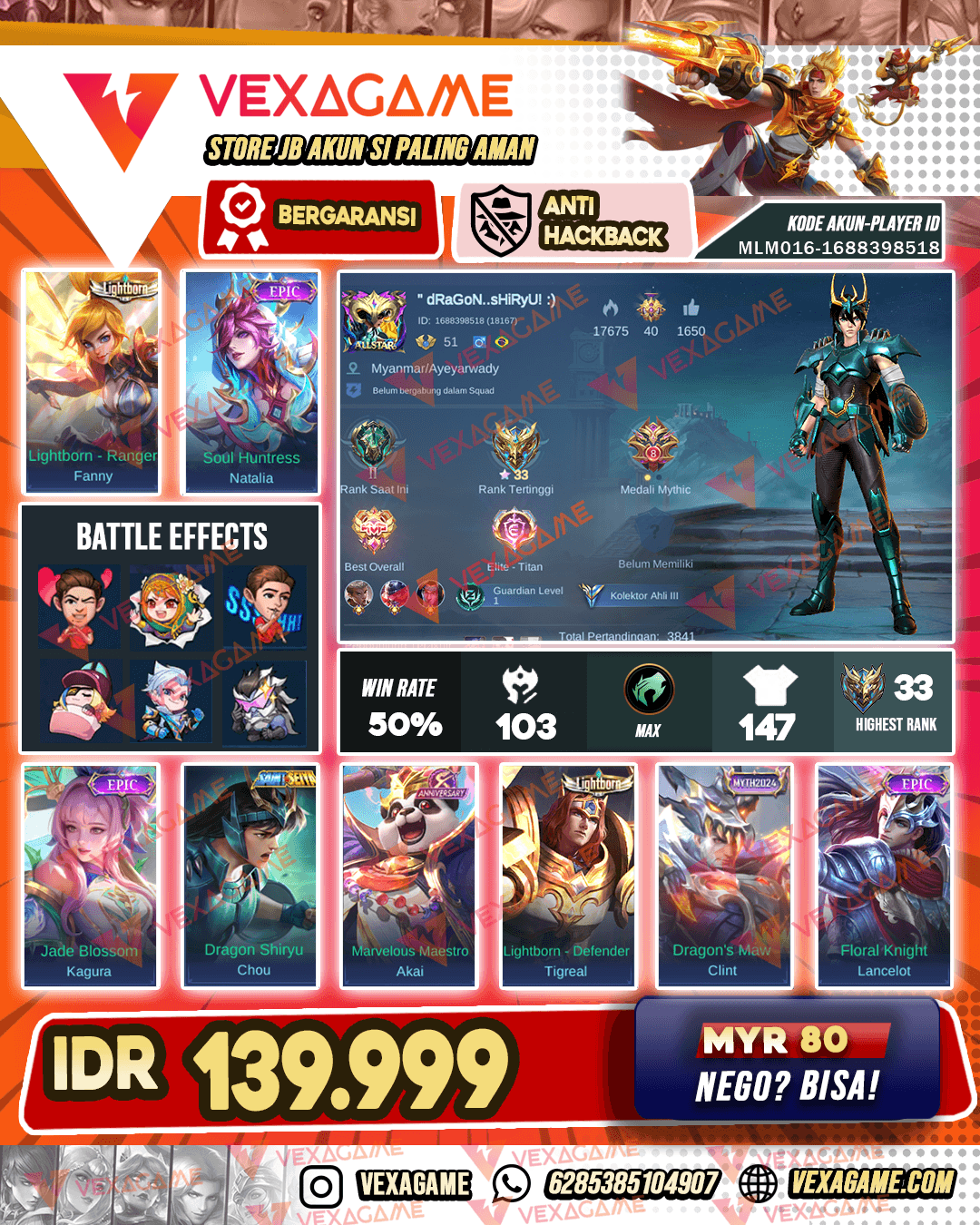Chou Saint Seiya Hijau | Natalia Epic | Emblem MAX