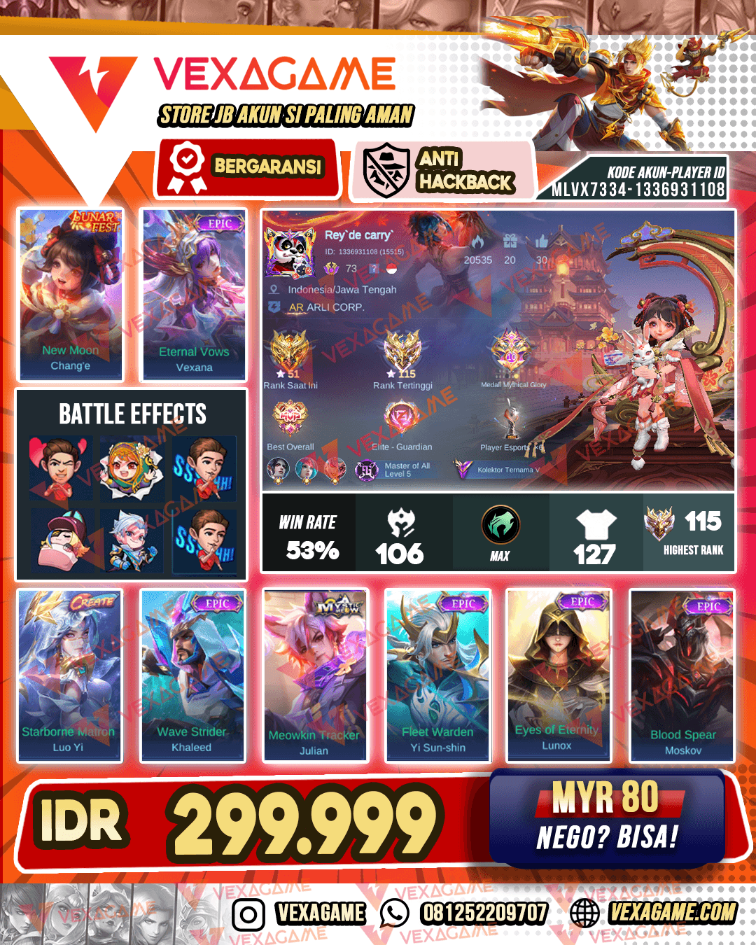 Change Lunar Fest | Vexana Epic | Ex Immo | Recall Zeus