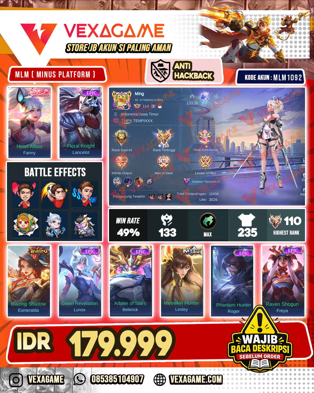 Fanny Valentine | Lancelot Epic | Ex IMMO