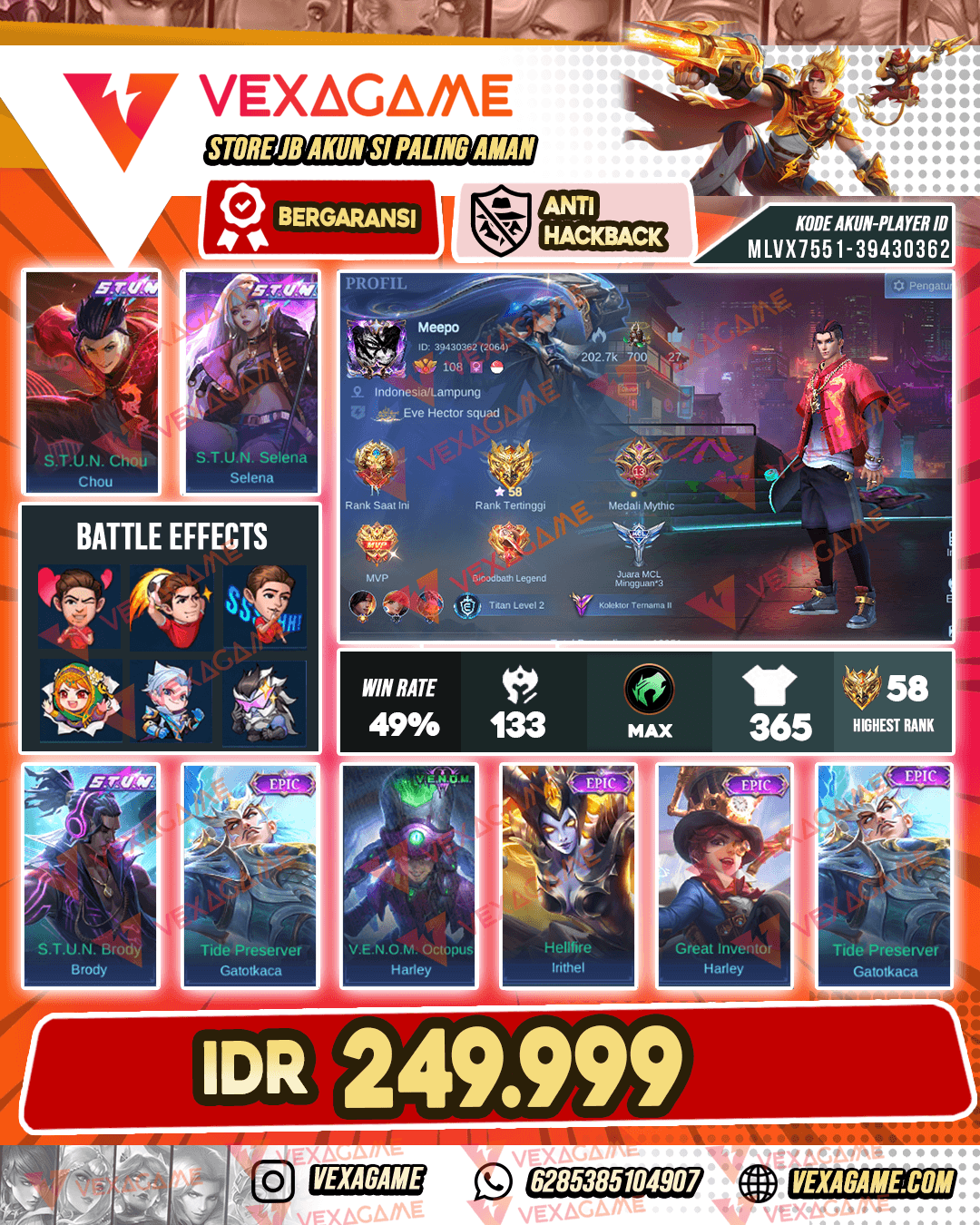 Chou STUN X Brody STUN X Selena STUN | Emblem MAX & Hero MAX