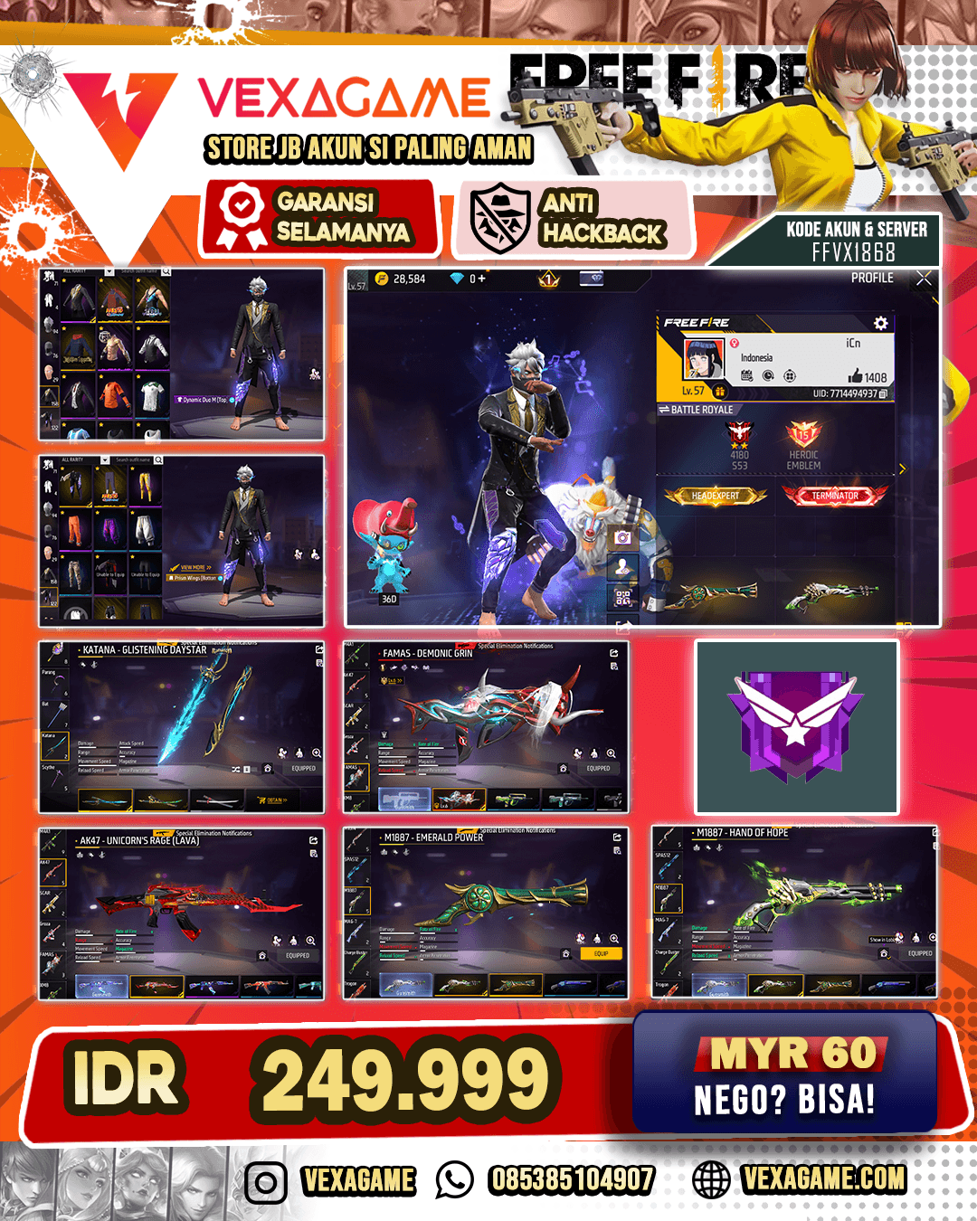 SG22 LUMUT X TEROMPET | FAMAS EVO LV.6 | KATANA 2 RASA | BUNDLE MADARA | BUNDLE TRAP | BUNDLE ITADORI