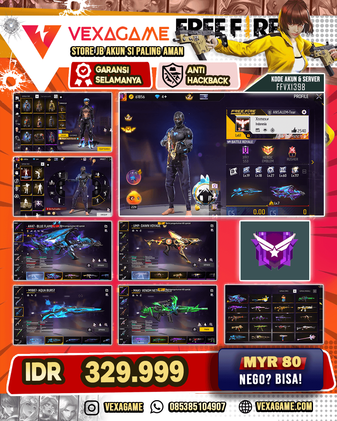 1 MAX - AK47 | SG AQUA BURST | SG MAMBA | VAULT OTW 300 | BUNDLE BANDIT