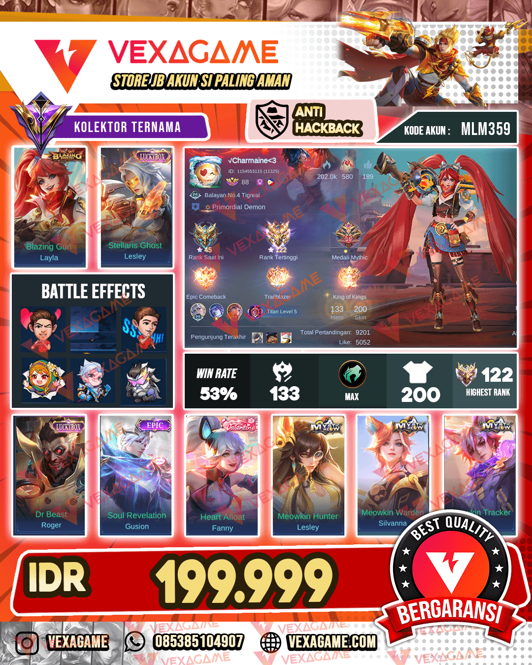 Layla Blazing X 2 Luckybox | Emblem MAX & Hero MAX | Ex Immortal
