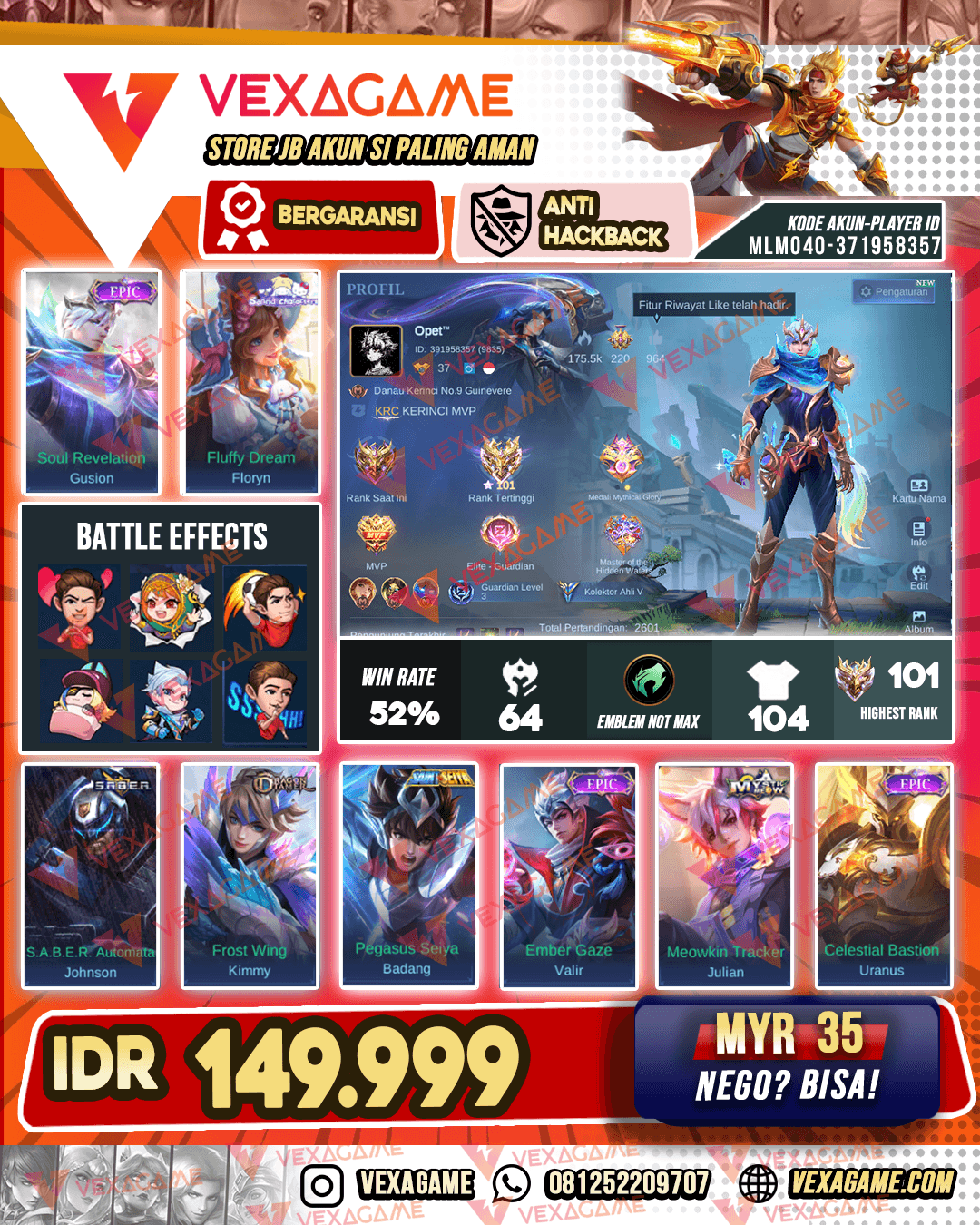Gusion Epic | Floryn Sanrio | Ex Immo