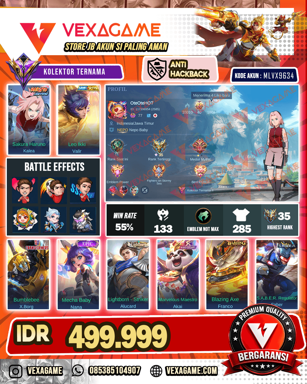 KALEA NARUTO | VALIR SAINTSAIYA GOLD | X-BORG TRANSFORMER