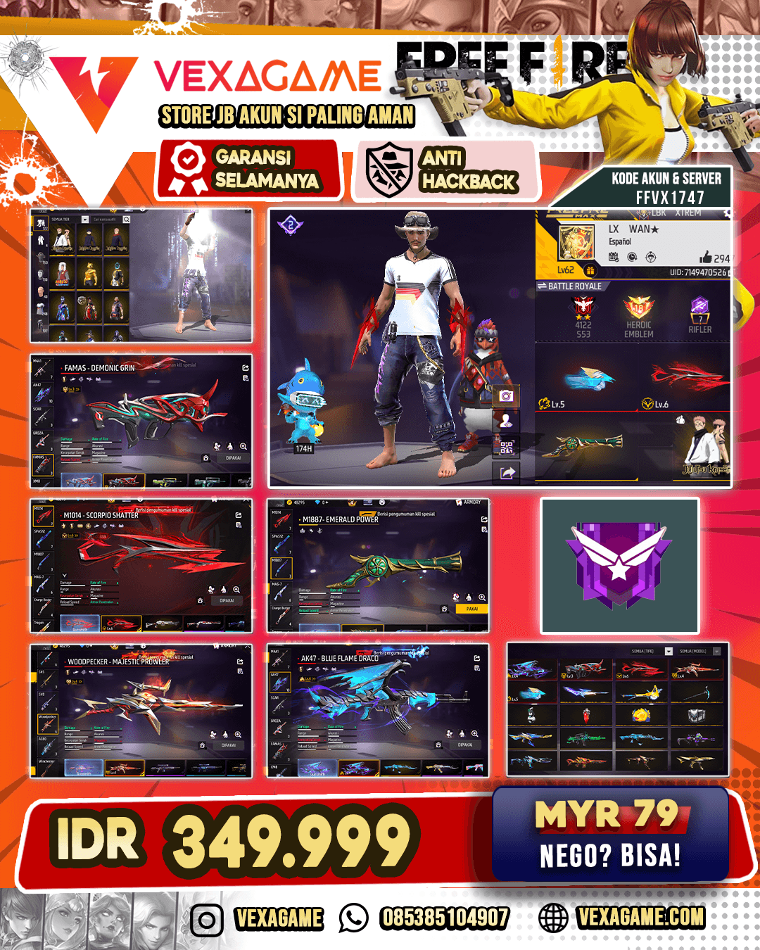 5 EVO | TINJU MAX | SG TEROMPET | SG PANJANG LVL-6 | 3 BUNDLE JJK - 1 KOLABORASI | VAULT OTW 250