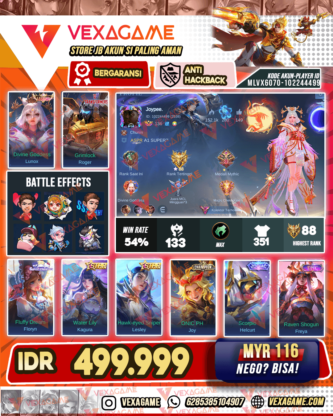 Lunox Legend | Roger Transformers | Floryn Sanrio | Emblem + Hero MAX