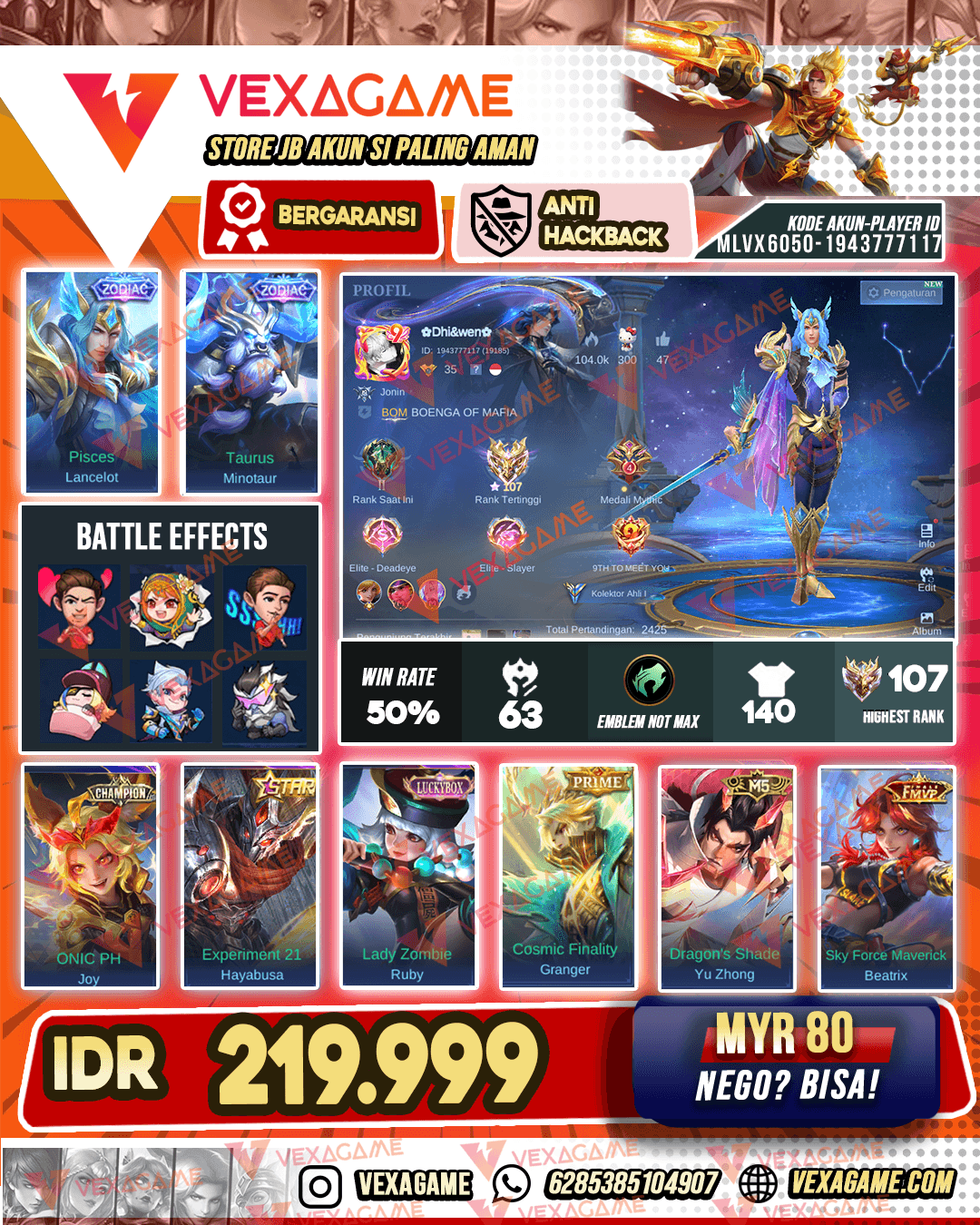 Lancelot Zodiac | Minotaur Zodiac | Ruby Luckynox | Hayabusa Anual Star | Granger Prime
