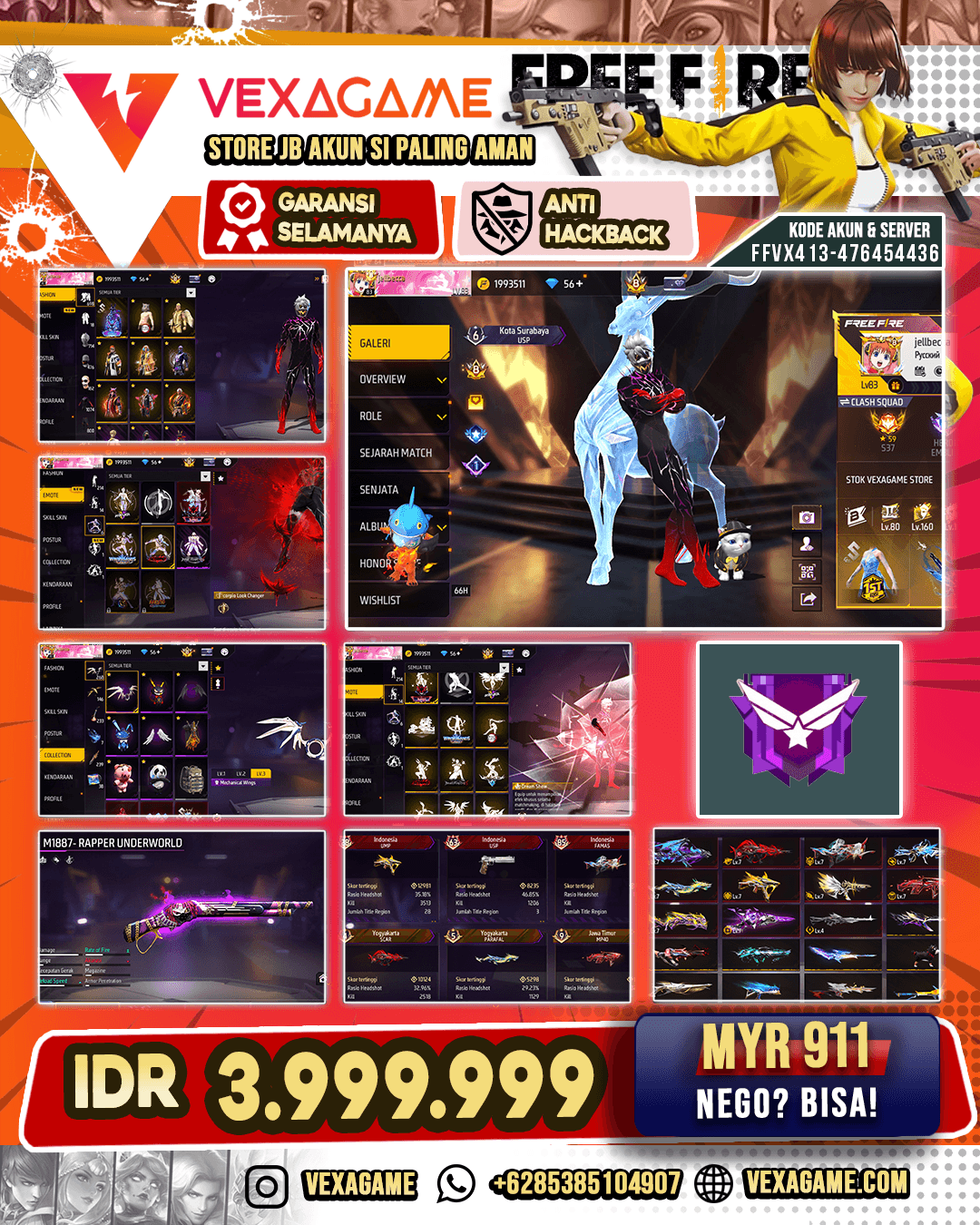 Emote Scorpio Look Changer | Backpack Sayap | 10 Evo MAX | SG Gurun | SG Reaper | SG Terompet | SG Lumut | Vault 1000+