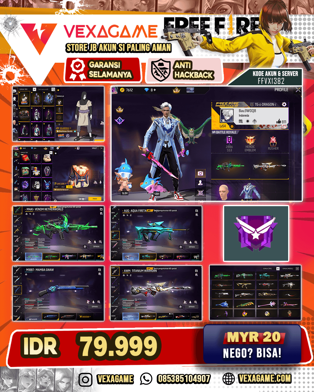 SG MAMBA | M4A1 VENOM NETHERWORLD | AUG AQUA FIRETAMING | M828 ENVIOUS DESIRE | AWM TITANIUM WARHORN | VAULT 120++