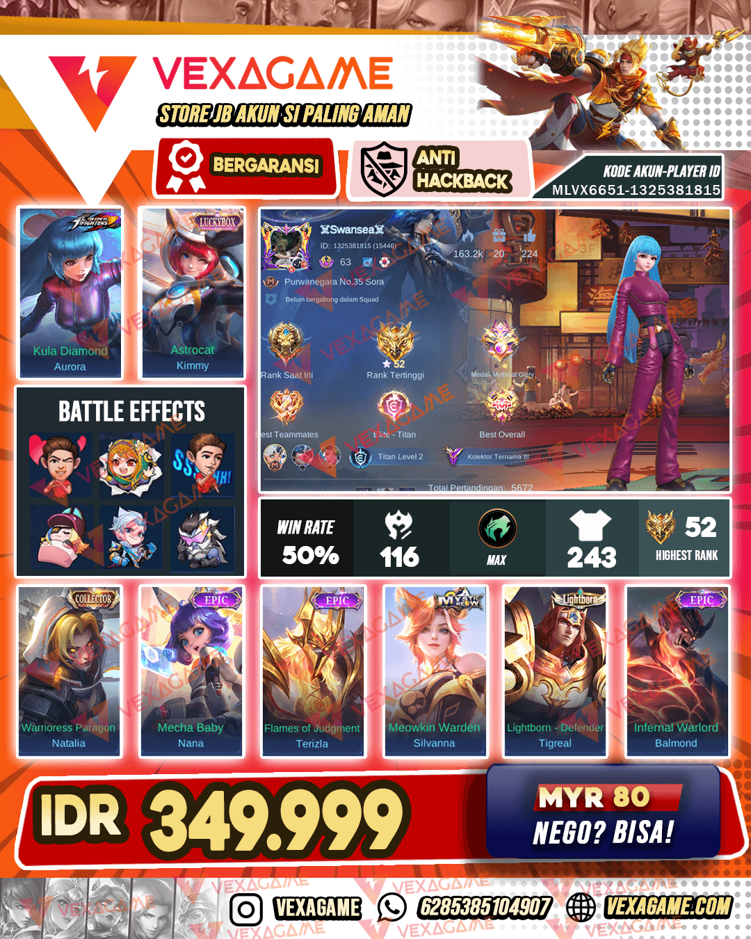 Aurora KOF | Kimmy Luckyox | 3 Meow | Recal Tas Tas | Emblem MAX