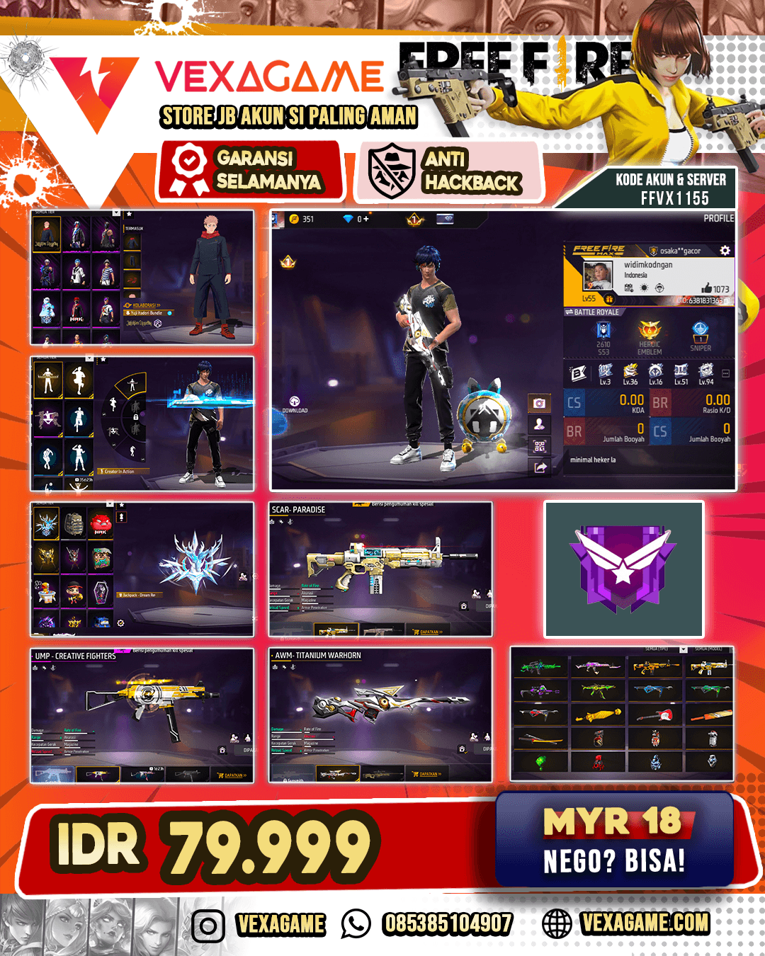 Yuji Itadori Bundle | Backpack Dream Reverie | SCAR Paradise | MAC10 Iron Iridescence | AWM TItanium Warhorn | XM8 Dreamspace