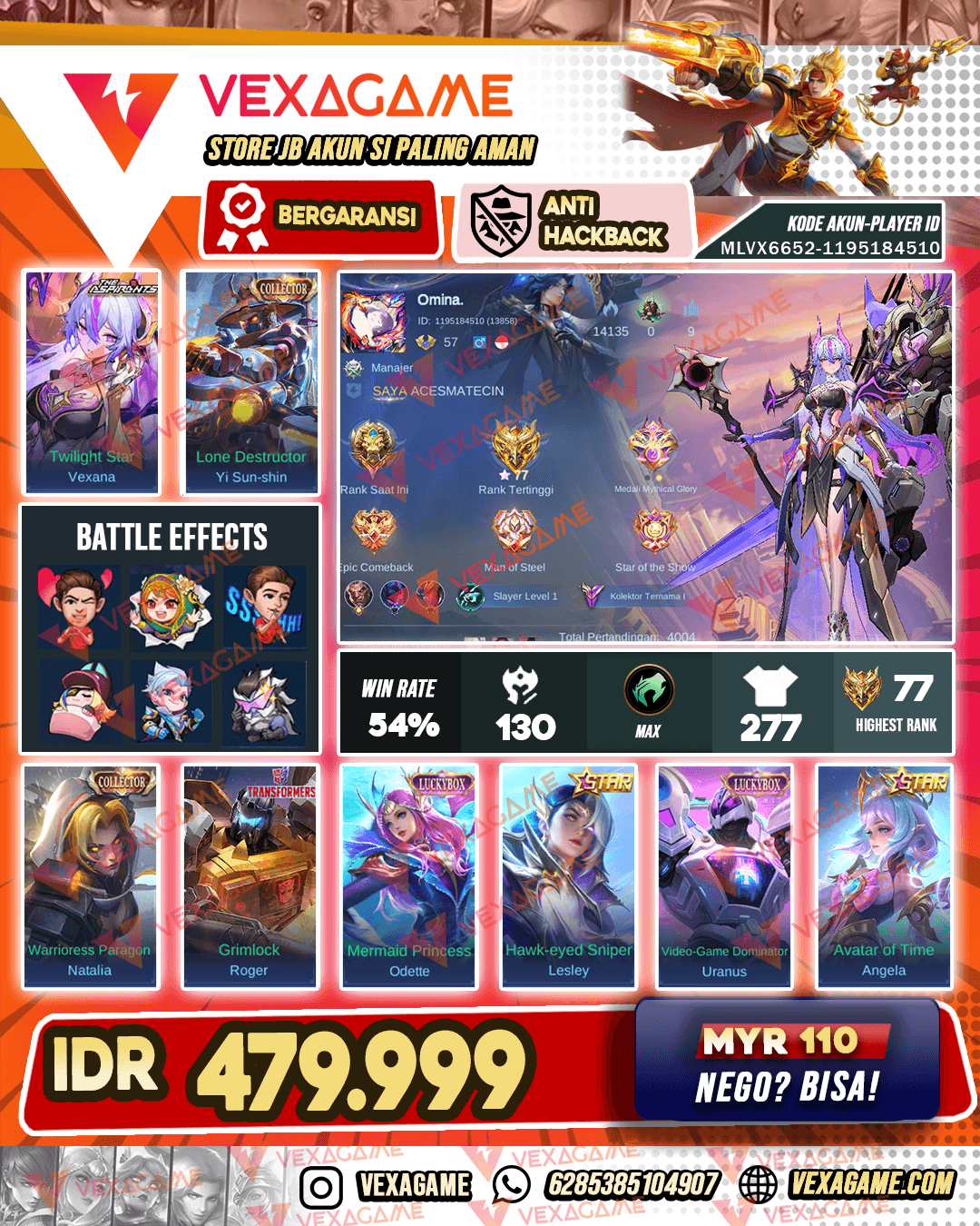 Vexana Aspirants | Yss Collector | Melisa SPAKLE | 2 Luckybox | Helcurt Zodiac | Emblem & Hero MAX
