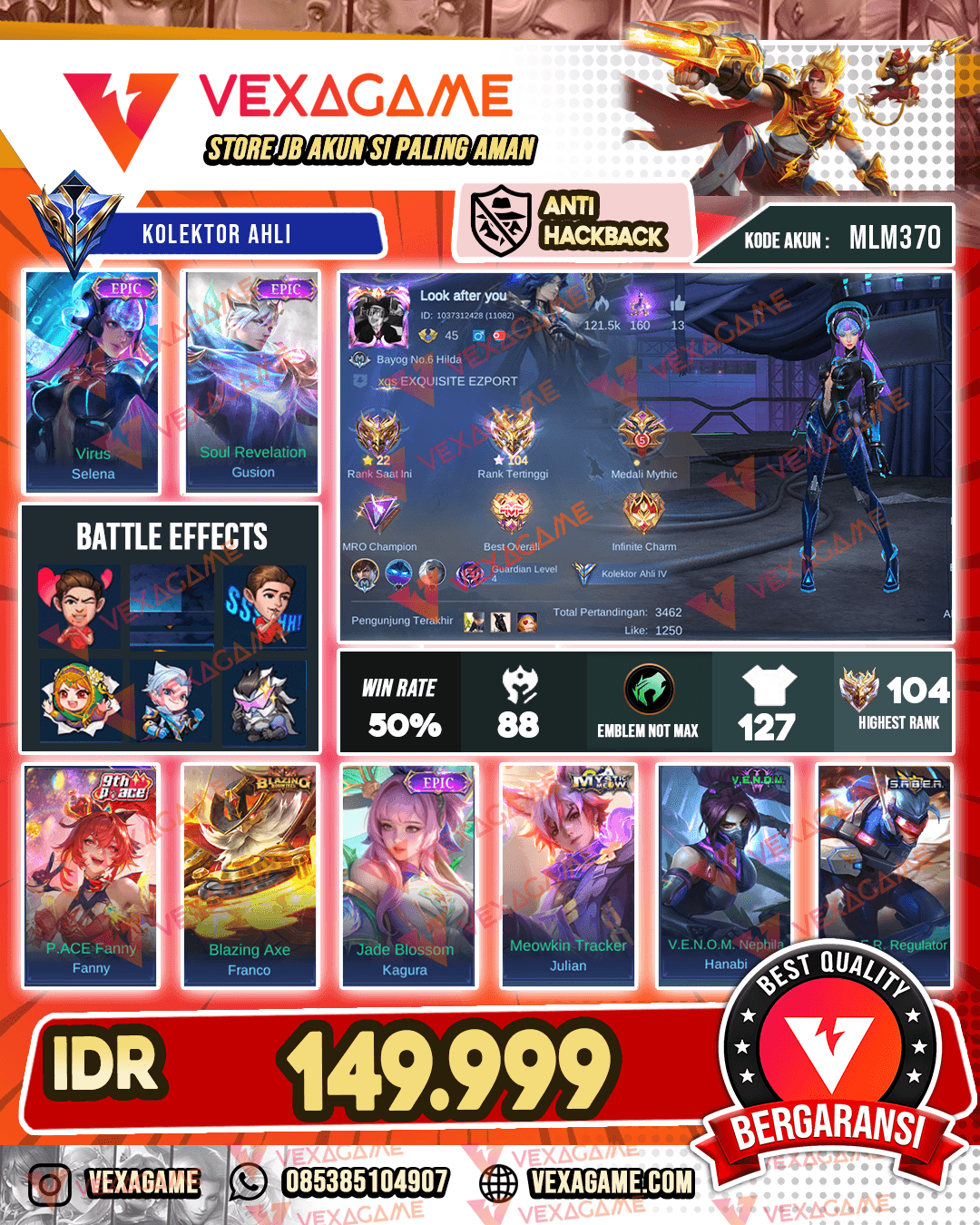 Selena Epic X Gusion Epic | Ex Immortal