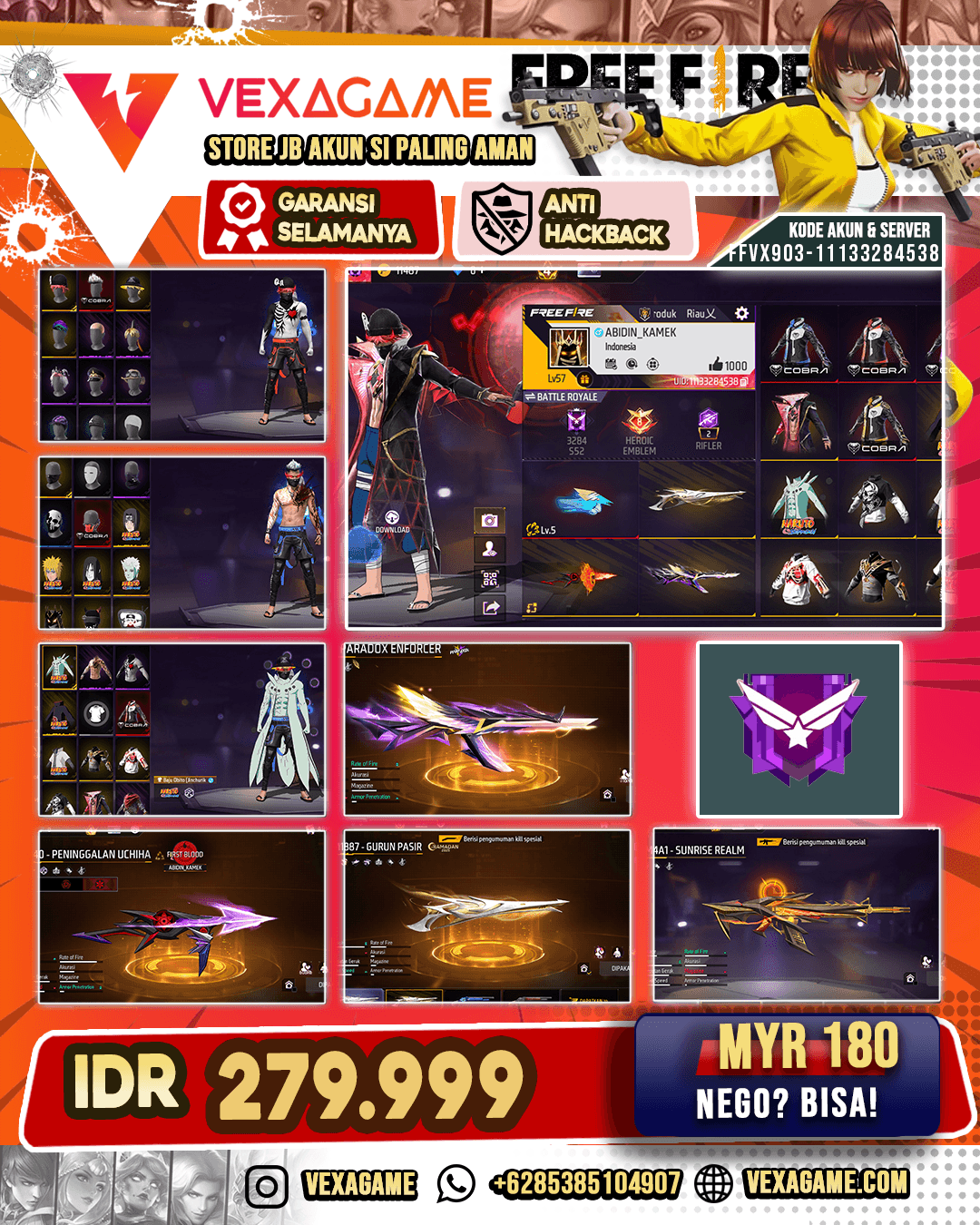 Drachen Fist Lv 5 | SG Gurun | MP40 Peninggalan Uchiha | Ak47 Paradox Enforcer | M4A1 Sunrise Realm | Vault 100+
