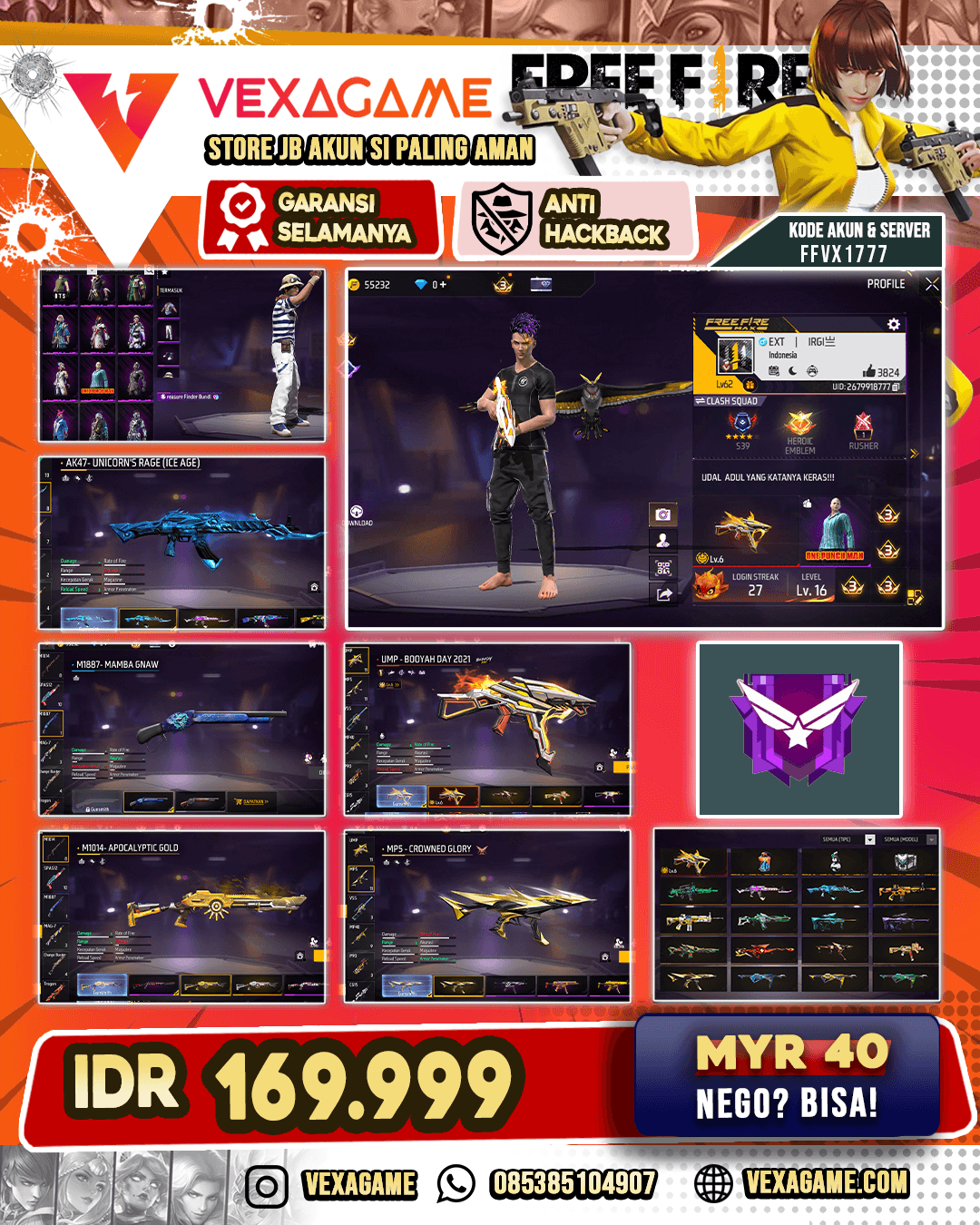 EVO UMP OTW MAX | SG MAMBA | VAULT 250++ | BUNDLE OPM | NYEKER ON | BACKPACK BLACK DRAGON