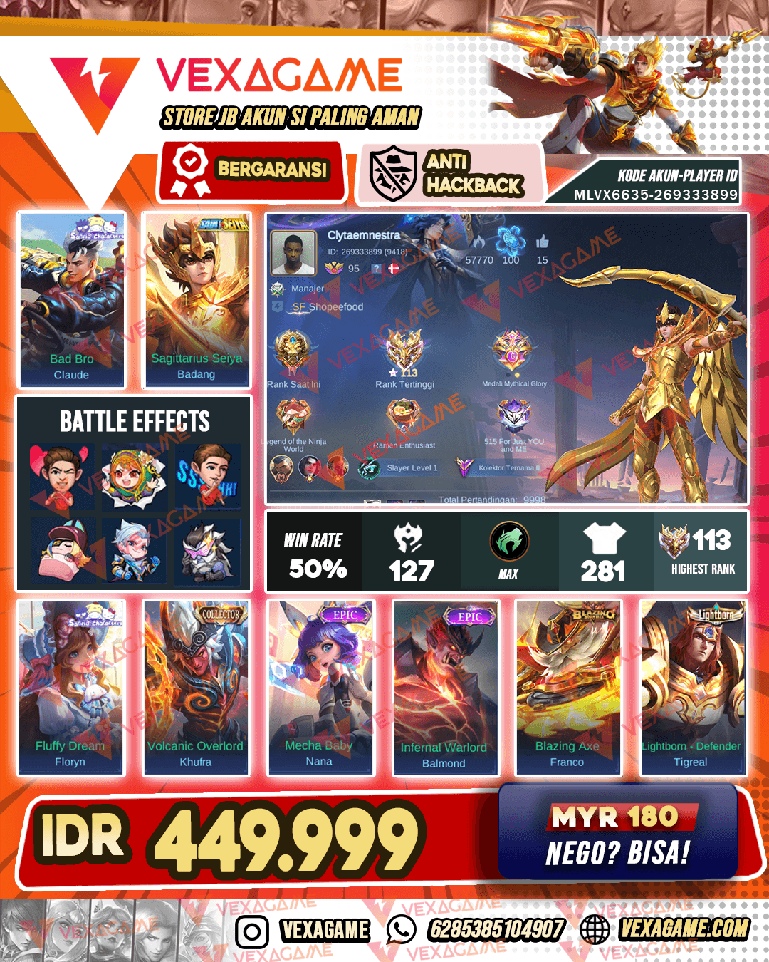 Badang Saint Setya Gold | Khufra Collector | Claude Sanrio | Recal TLPH