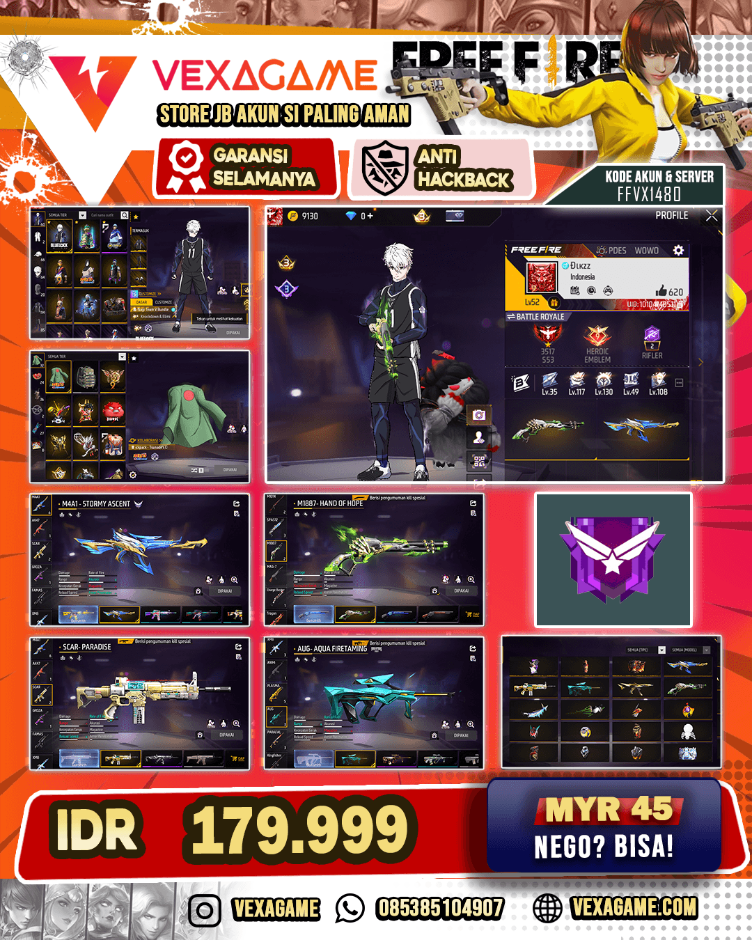 SG LUMUT | BUNDLE BLUELOCK | AUG AQUA FIRETAMING | M4A1 STORMY ASCENT | SCAR PARADISE | CN ON | VAULT 100++