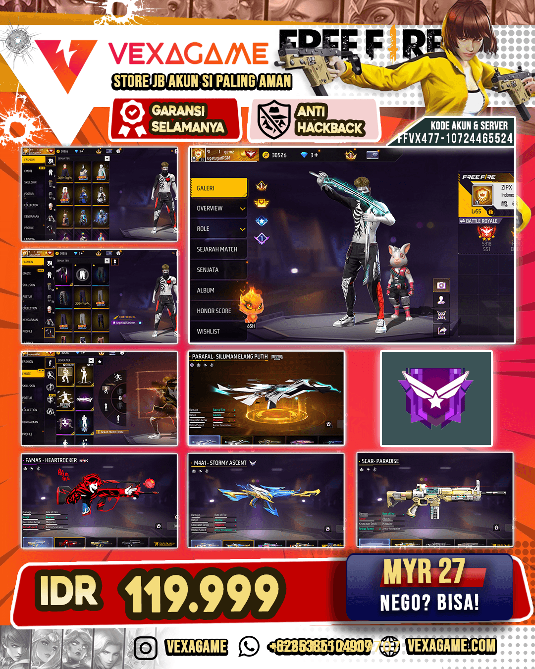 Parafal Siluman Elang Putih | Cobra Fist | SCAR Paradise | M4A1 Stormy Ascent | Vault 100+