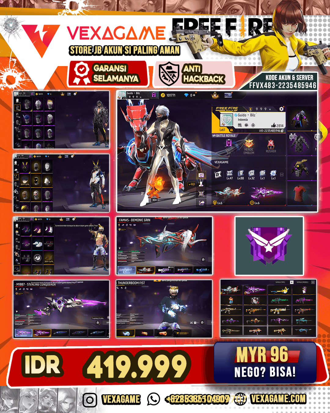 Thunderboom Fist | SG Sterling Conqueror Lv 6 | Famas Demonic Grin Lv 6 | MP40 2 Rasa | SCAR 3 Rasa | Vault 300+