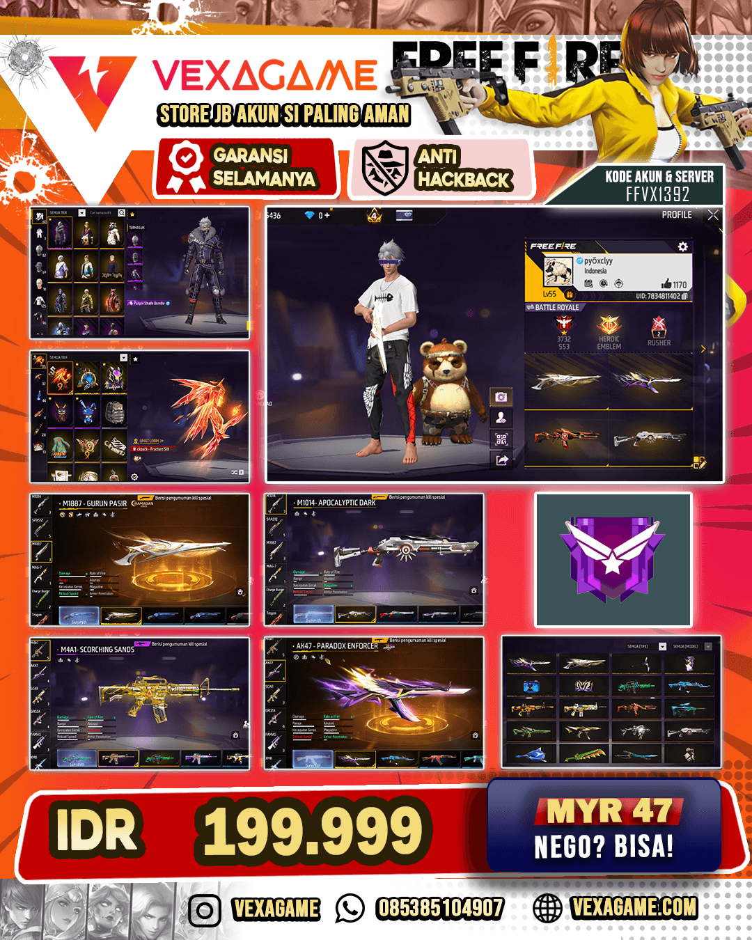 Bundle Yuji Itadori | Bundle Ucharted Voyager | Baa Baa Wolf Bundle | Bunny Backpack | M4A1 Venom Netherworld | Ak47 Paradox Enforcer | Ak47 Unicorn's Rage | SCAR 2 Rasa | SG Gurun