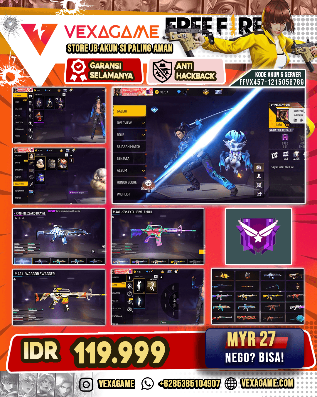 XM8 Bilzzar Brawl | Backpack Domba | Akun Murah