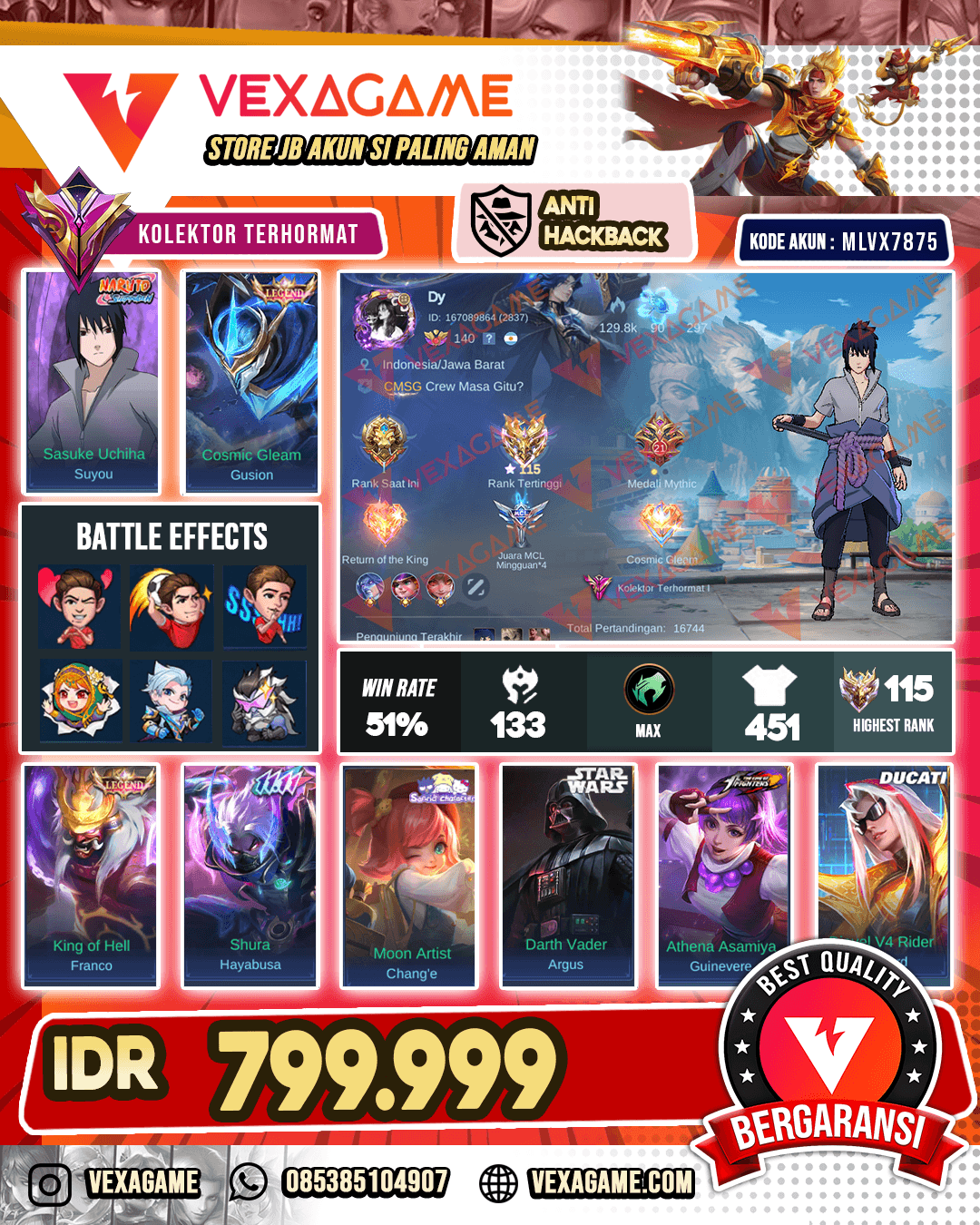 Suyou Sasuke X Gusion Legend X Franco Legend | Hayabusa 11.11 | Argus Starwars | Change Sanrio | Leomord Ducati | Guinevere KOF | Kagura Clouds | 3 Luckybox
