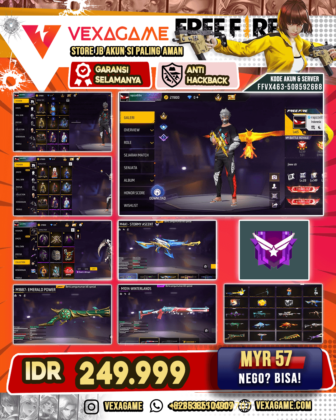 SG Terompet | M4A1 Stormy Ascent | UMP Dawn Voyage | Backpack Death's Whisper | Vault 300+