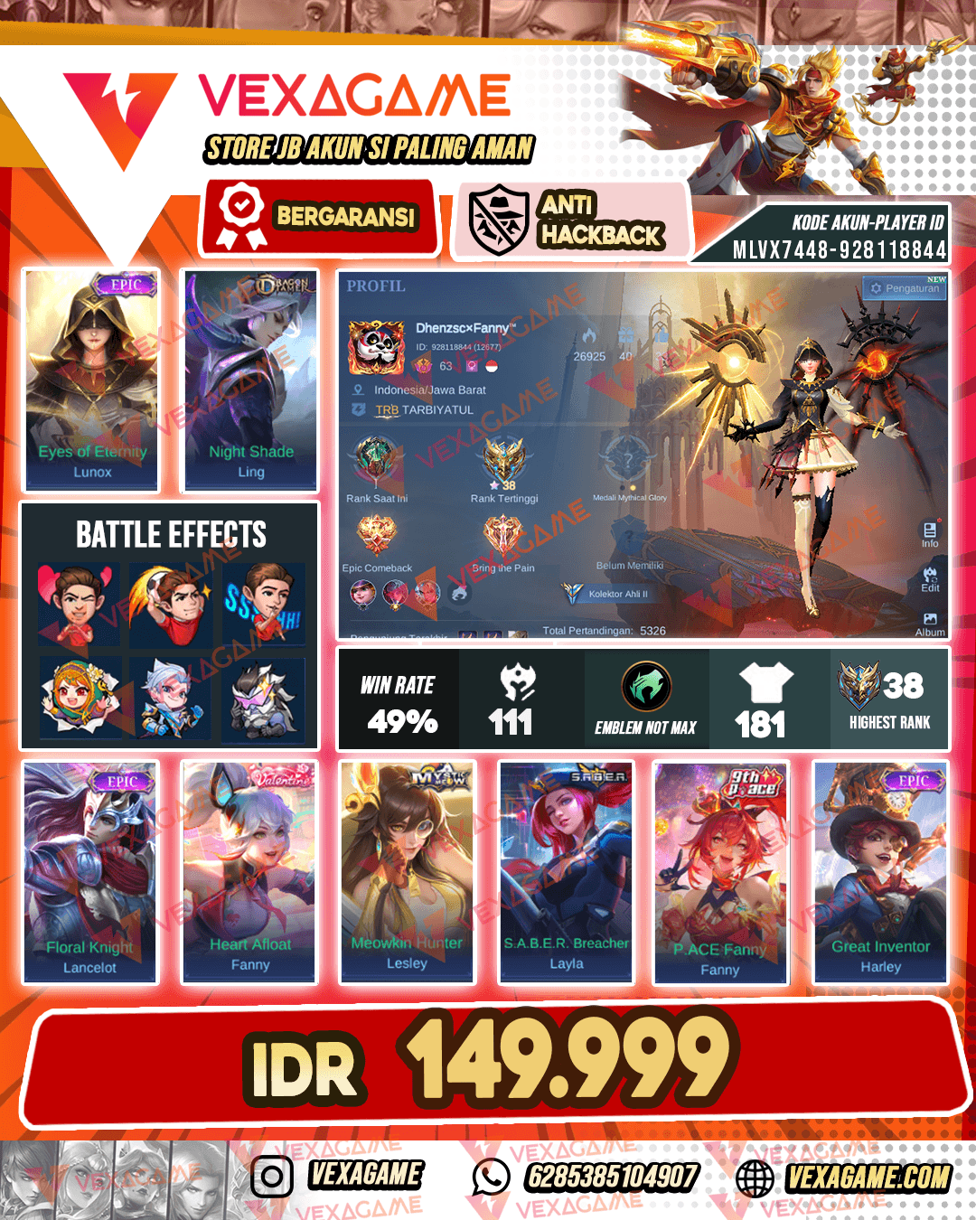 Lunox Epic | Ling Dragon Tamer | Fanny Valentine