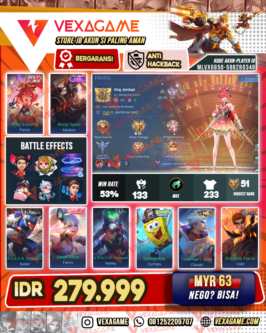 Fanny Pce | Moskov Epic | Recal tas2 | Emblem & Hero Max