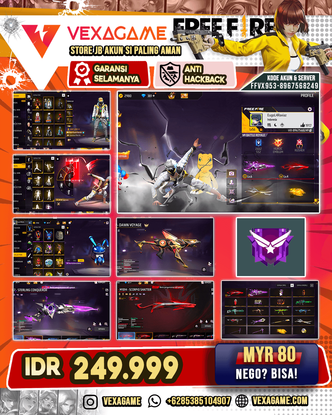 Molten Fury Bundle | Super Gamer Bundle | Emote JKT | Backpack Bunny | M4A1 Venom Netherworld | UMP Down Voyage | SG Scorpio Shatter Lv 4 | SG Sterling Conqueror Lv 6 | Vault 150+