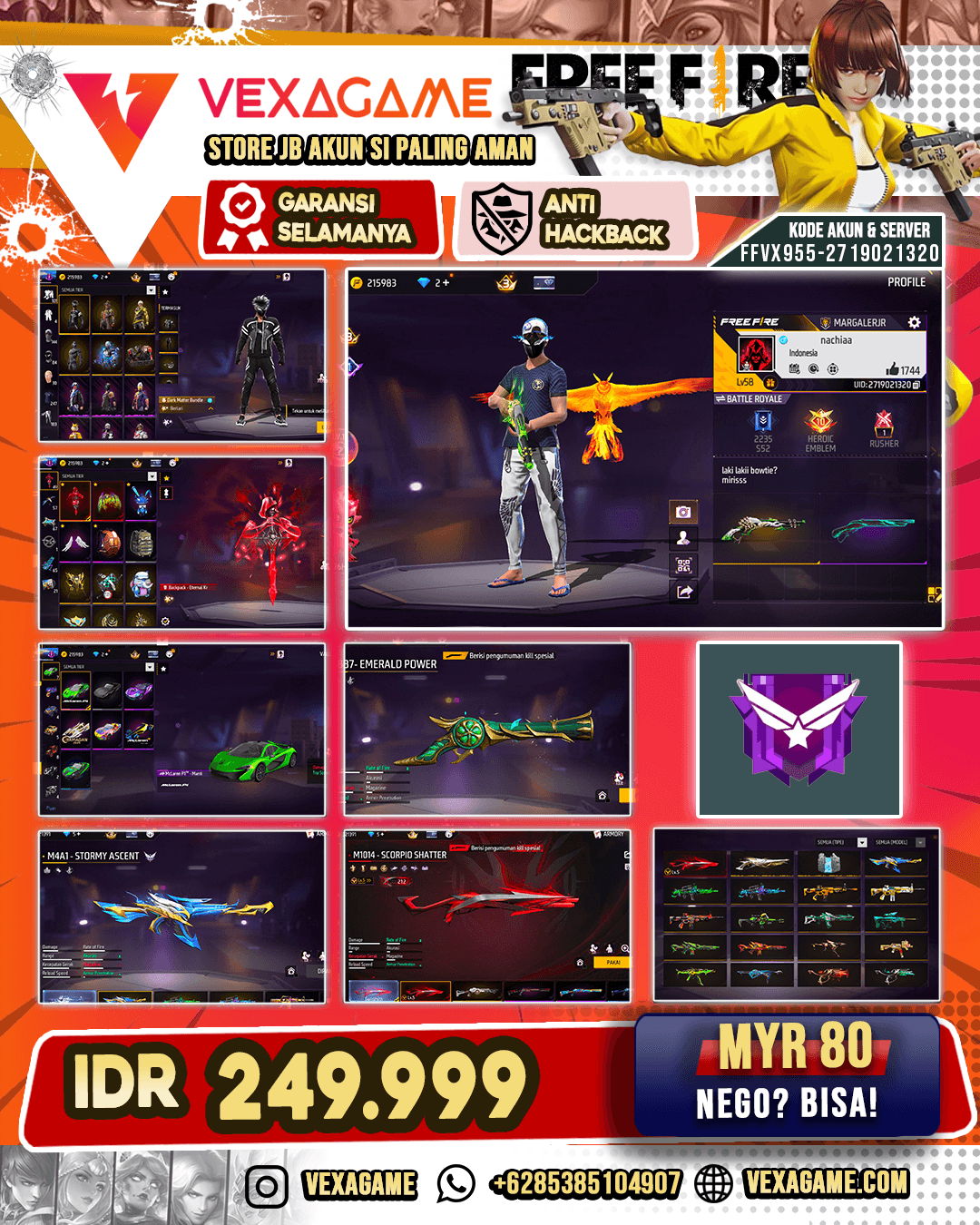 Dark Matter Bundle | Emote Cobra | Backpack Eternal Knight | Backpack Bundle | M4A1 Stormy Ascent | Groza Flames Enchanted | SG Terompet | SG Lumut