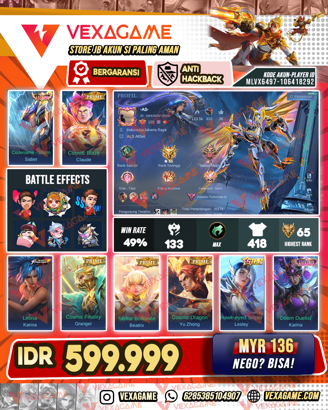 Saber Legend | 4 Prime | Miya Christmas | 2 Luckybox | Roger M3 | Emblem MAX & Hero MAX | Recall Tas Tas Biru