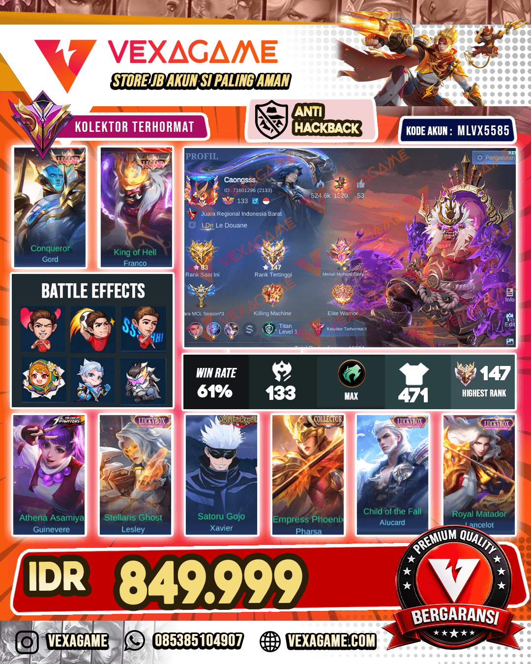 2 Legend | Guinevere KOF | Xavier JJK | Pharsa Collector