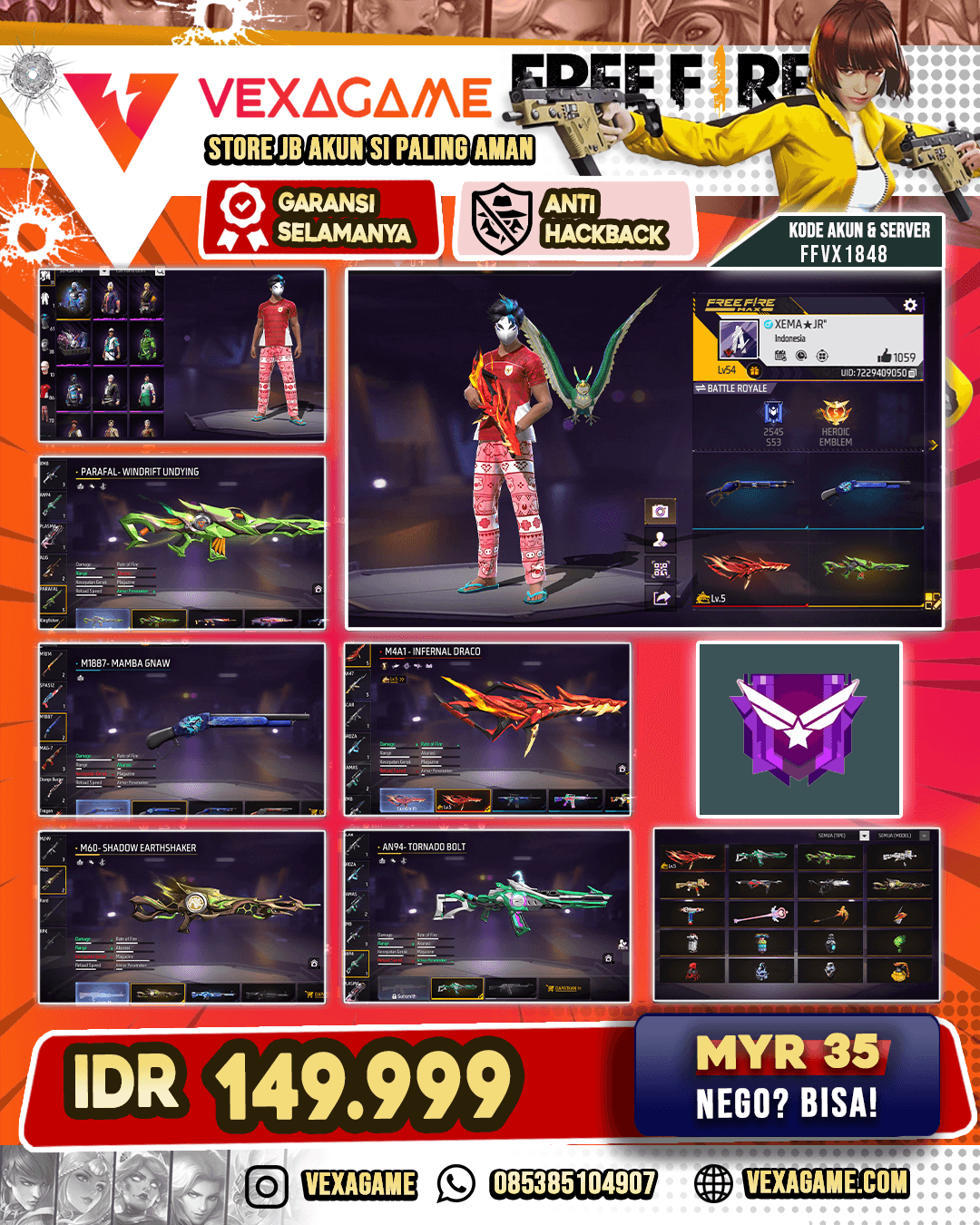 EVO M4A1 OTW GEMUK | SG 2 RASA | VAULT 80++ | CELANA GAJAH PINK | RAMBUT KAKASHI PINK