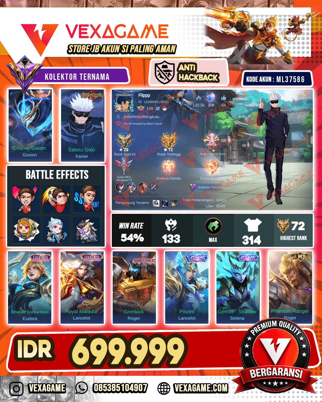 Xavier JJK | Gusion Legend | 2 Luckybox