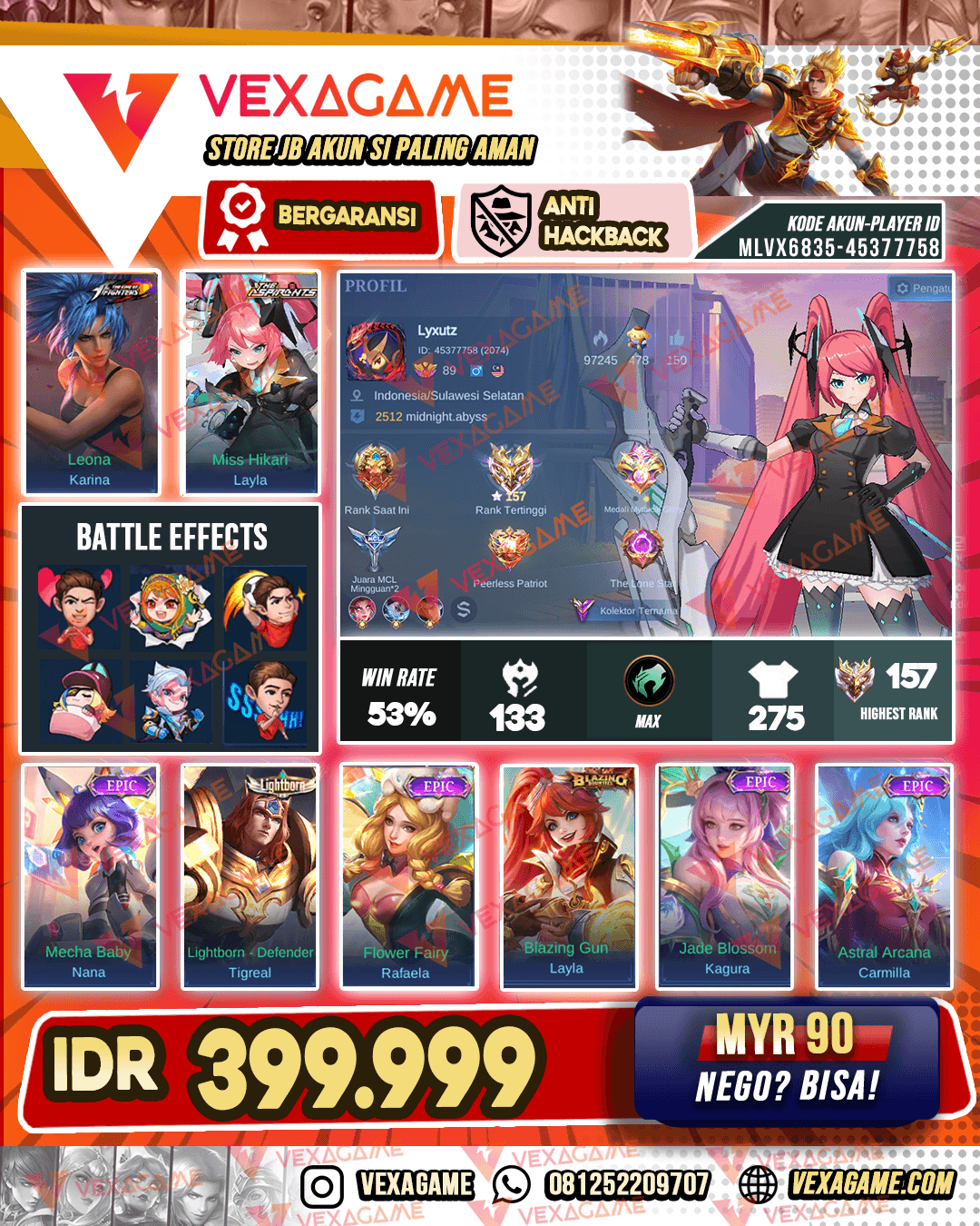 Layla Aspirant | Selena Stun | Emblem & Hero Max | Ex Imo