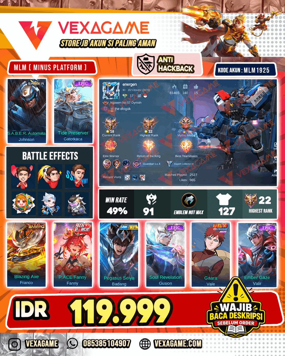 Johnson Saber X Gatotkaca Epic