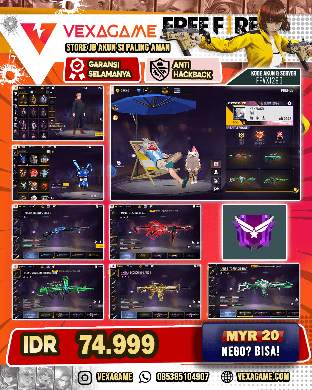 SG DUO BIRU | M4A1 SCORCHING | FINAL SHOOT ON | BUNDLE JJK | TAS BUNNY | VAULT 100+