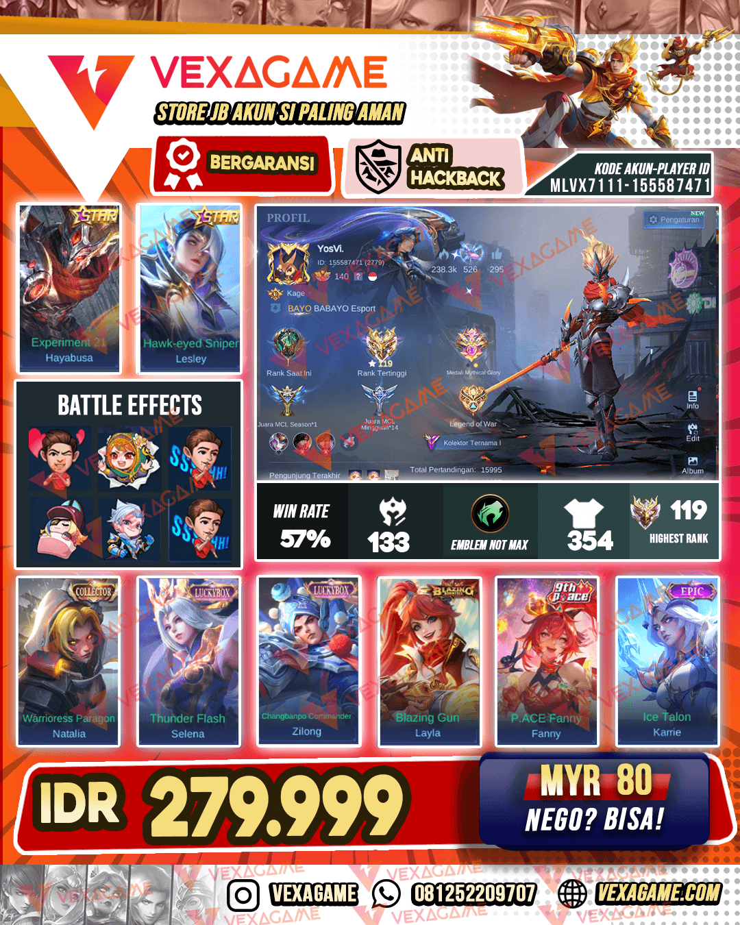 Haybusa Annual Star | lesley Annual Star | Zilong Lickybox | Selena Stun | Ex Immortal