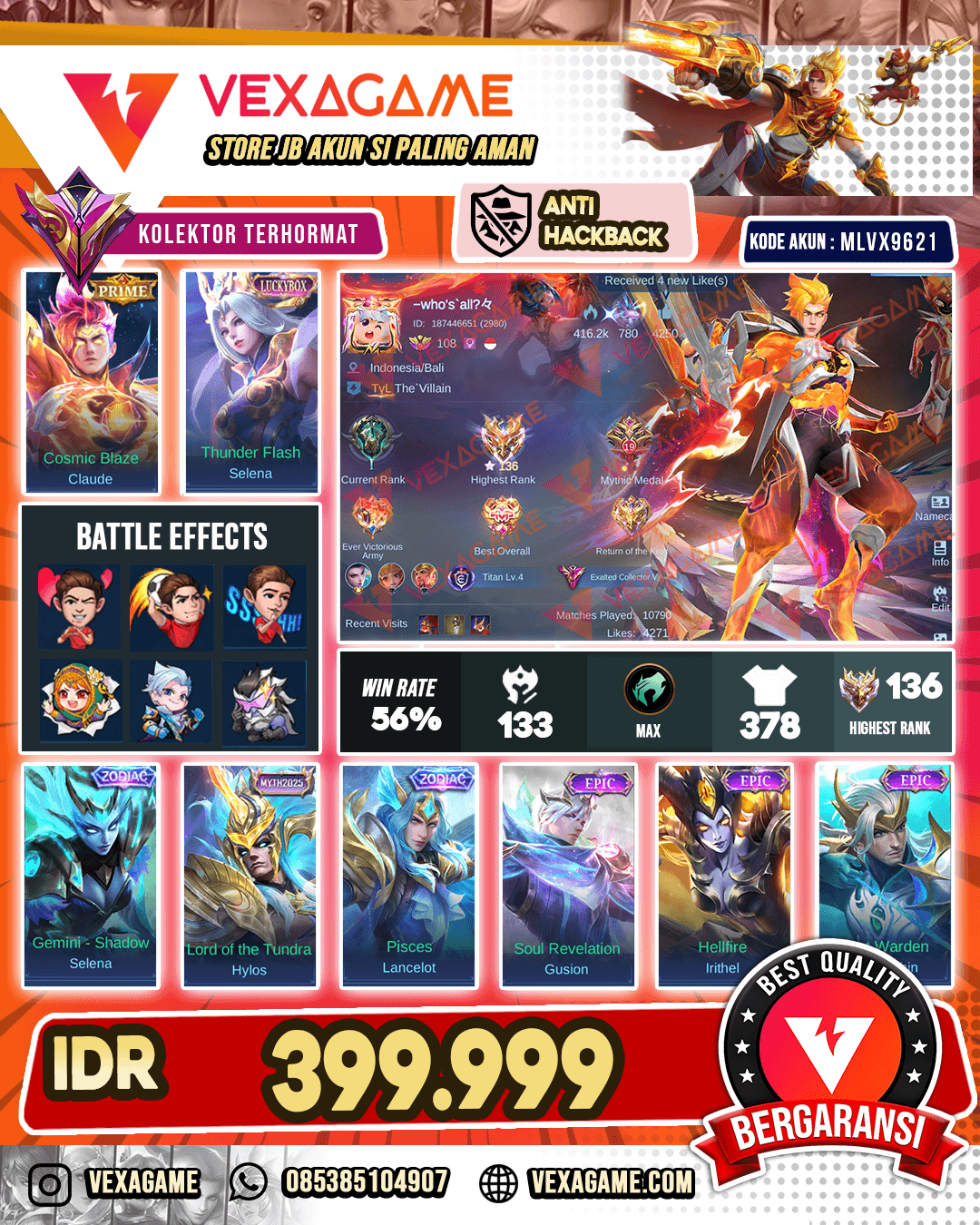 Claude Prime | Selena Zodiac | Tas Tas On | 5 Luckybox | EX Immo