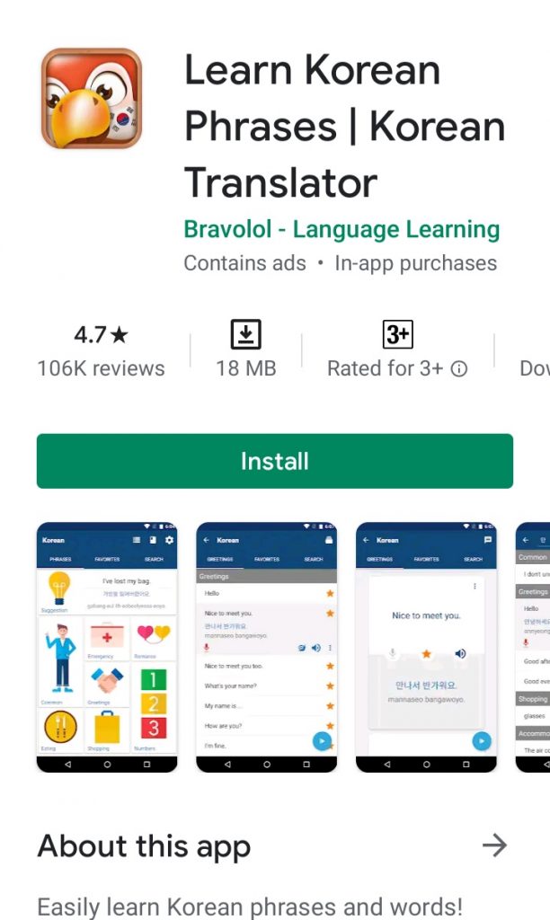 Aplikasi Learn Korean