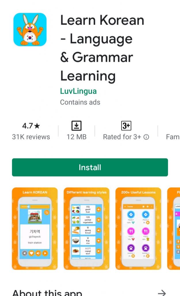 Aplikasi Learn Korea