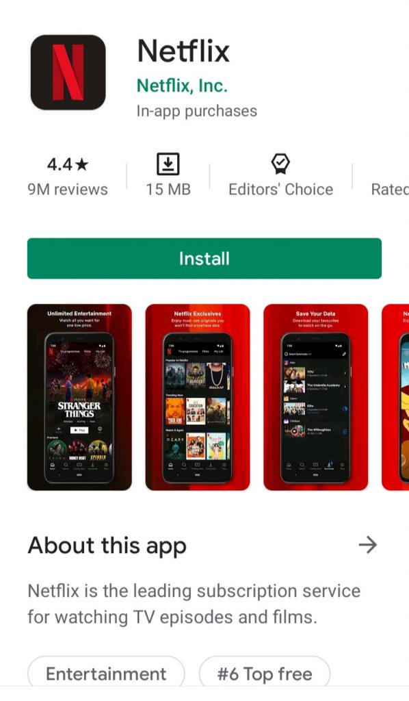 Aplikasi Netflix - Streamming Film Online