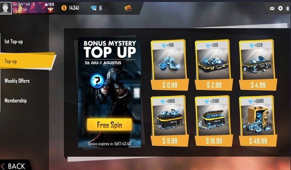 cara top up Diamond