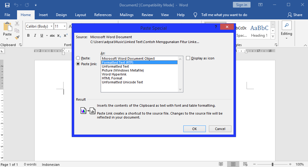 Menggunakan Fitur Linked Text