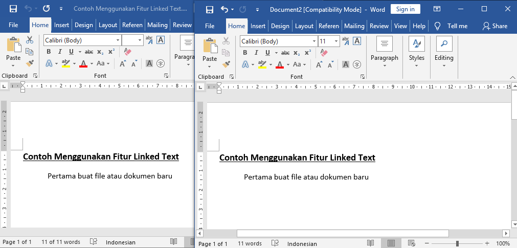 Menggunakan Fitur Linked Text