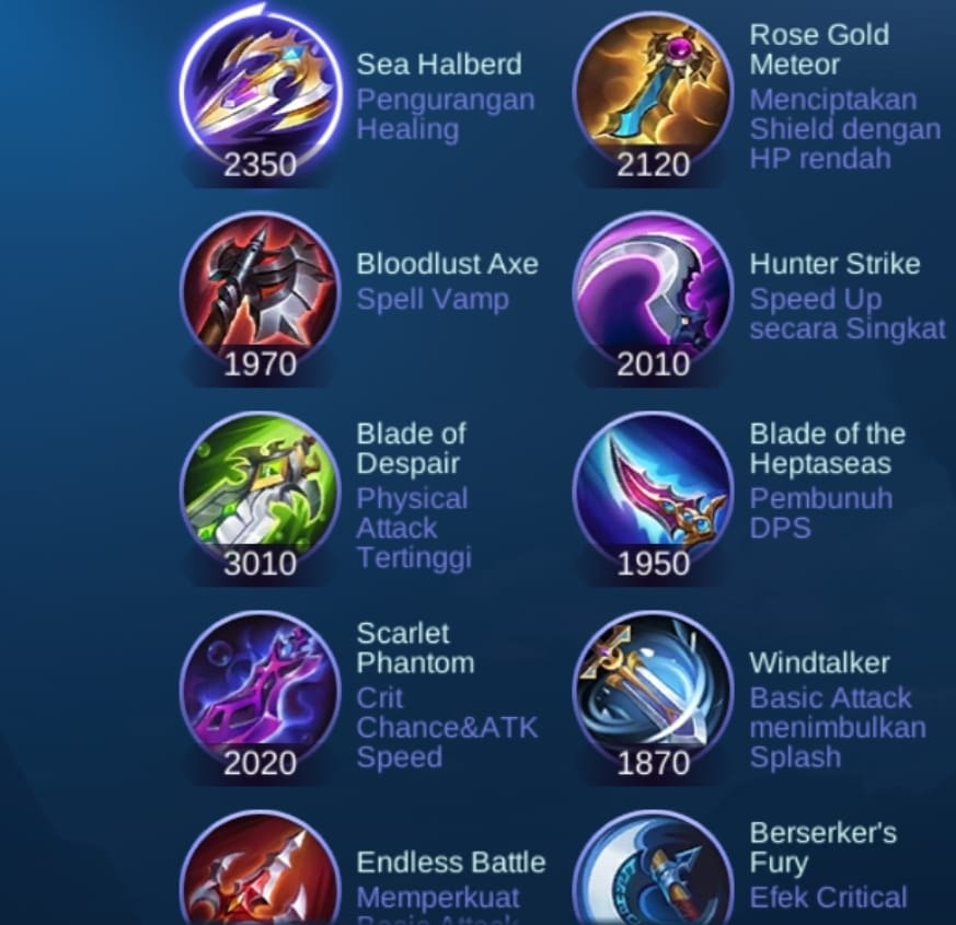 Kenalan dengan Item Mobile Legends, Attack