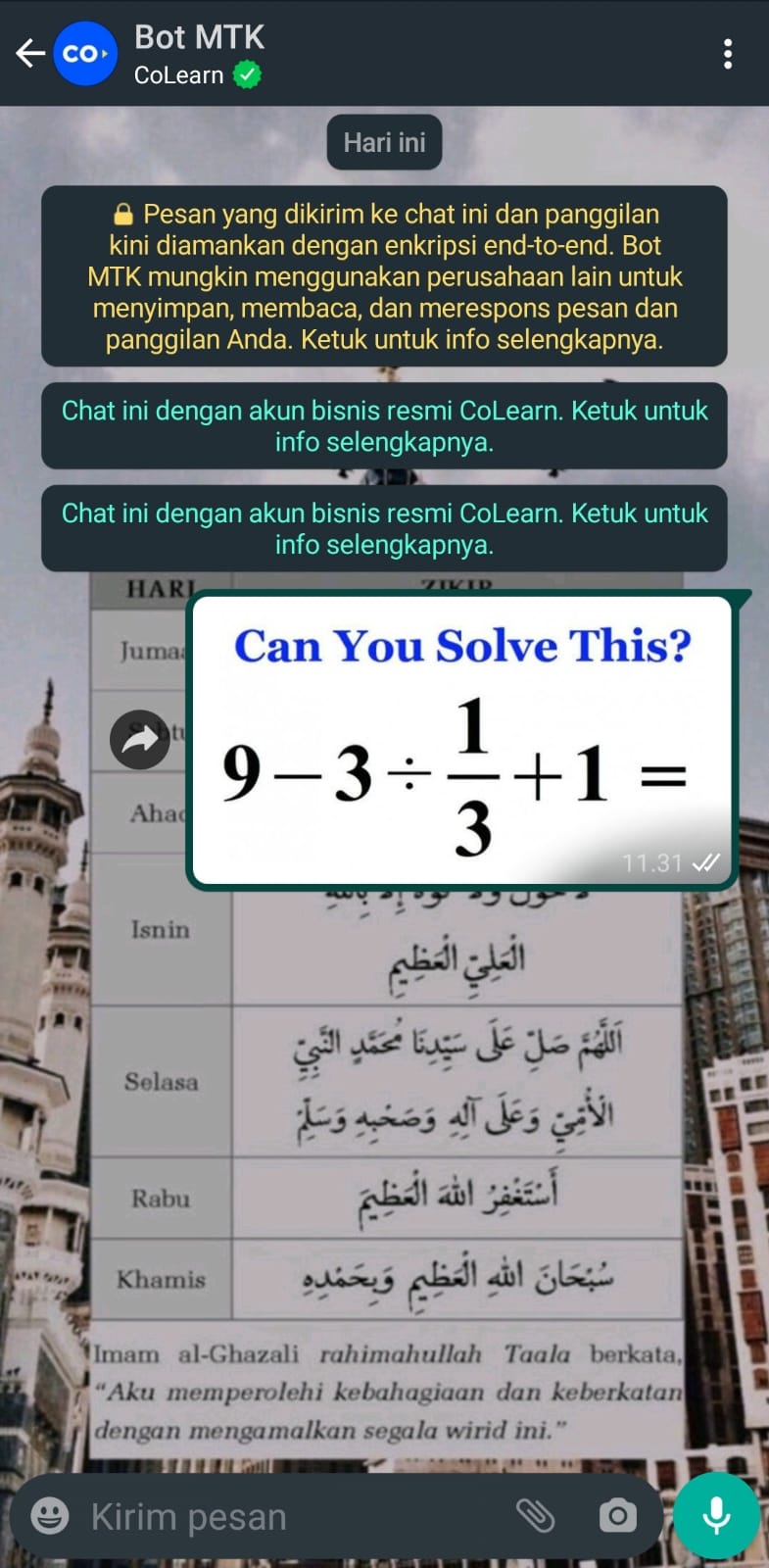 Memecahkan Matematika Melalui Whatsapp